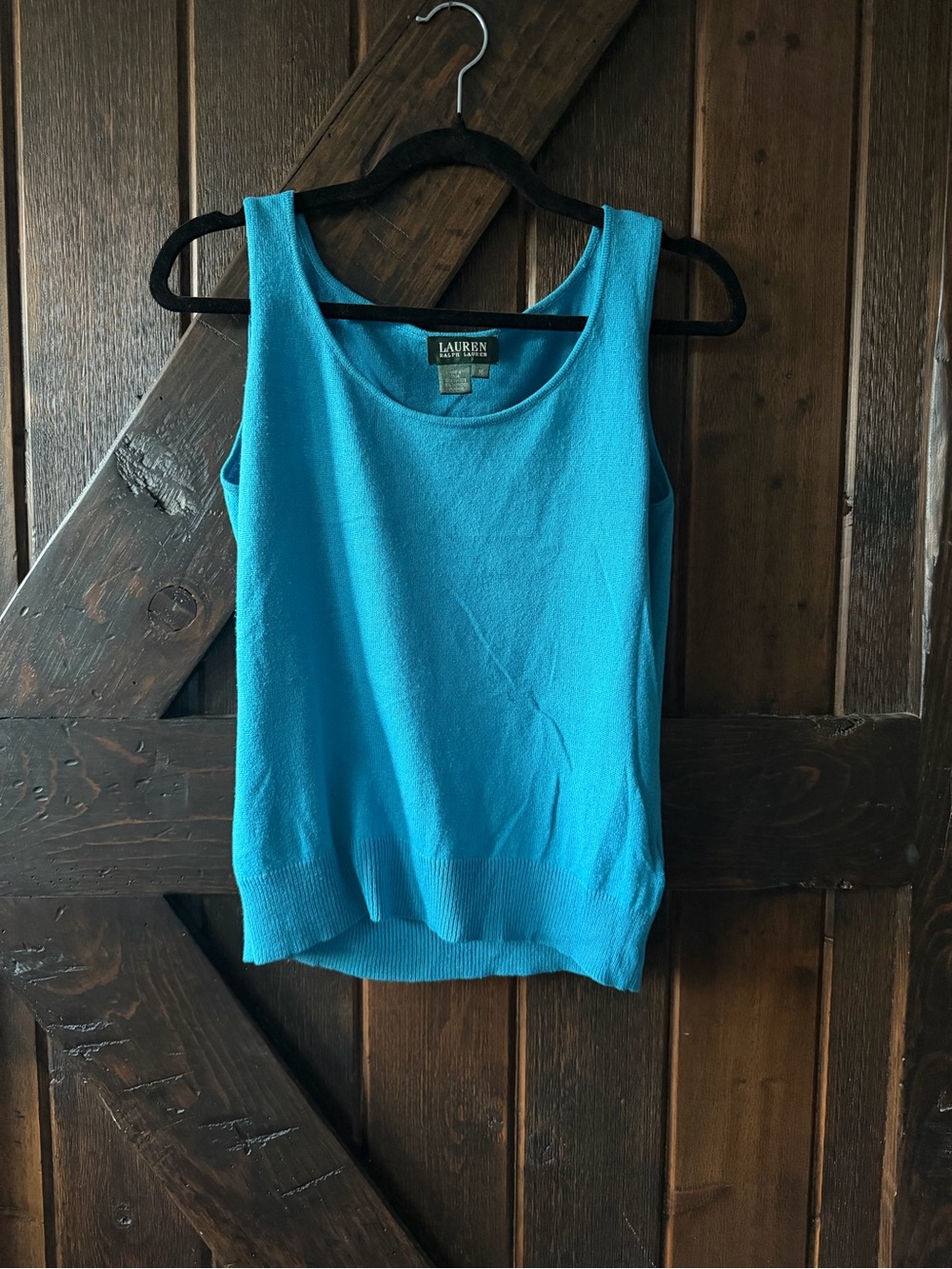 Lauren Ralph Lauren Silk Cashmere Knit Tank Top Blue Sleeveless Sweater Medium